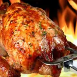 Chicken On Gas With Rice, Salad And Bread